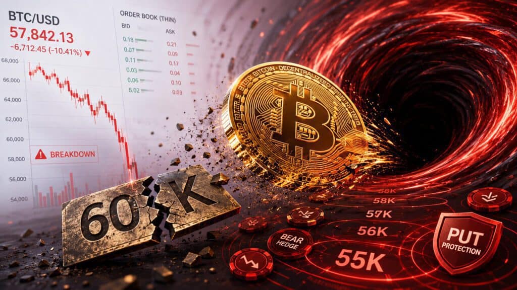 Bitcoin’s $60K breakdown sets up a volatility shock as traders load up on downside hedges