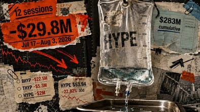 Investors haven’t added a single dime to HYPE ETFs in 12 days as a $30 million exodus begins